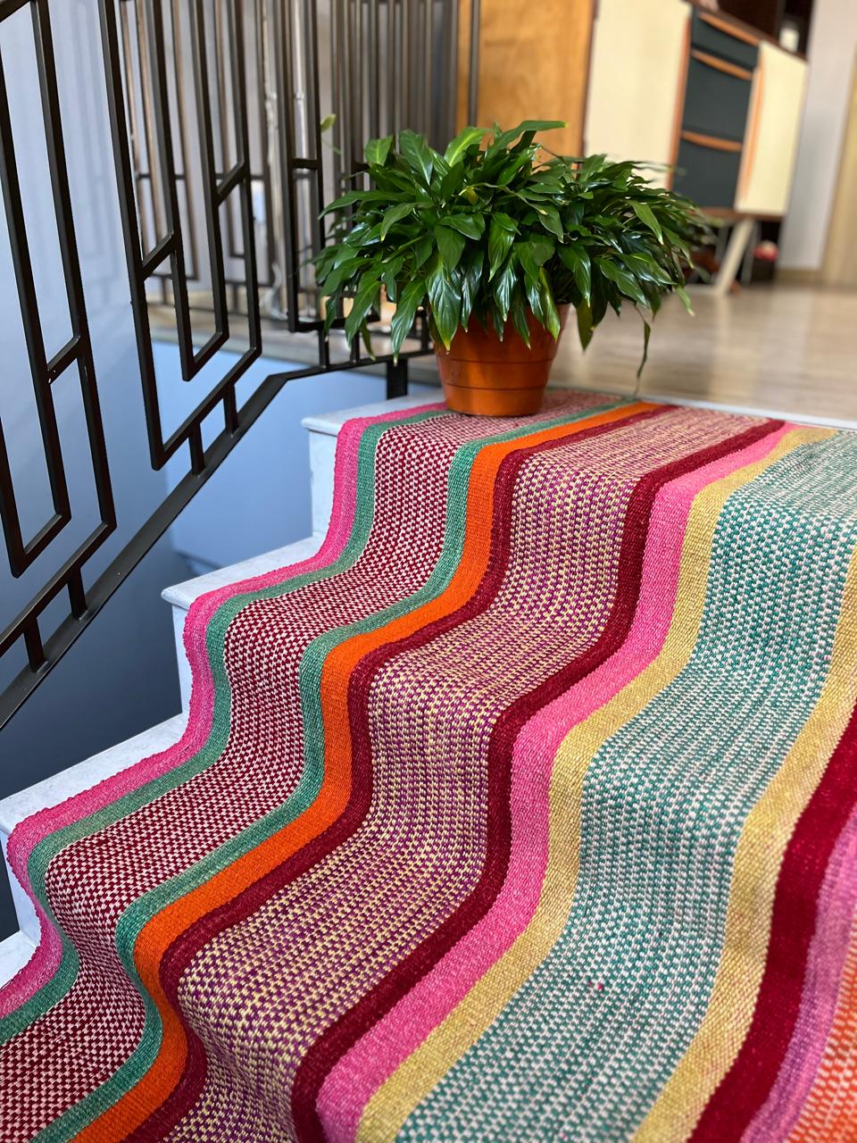 Experience the vibrant and artisanal colors of our Camino Cordillera, carefully handwoven with sheep's wool. Ideal for decorating as a bed runner, hallway runner, or table runner. Simple to clean and maintain with just a quick vacuum or shake. Revamp your space with these colorful textiles.