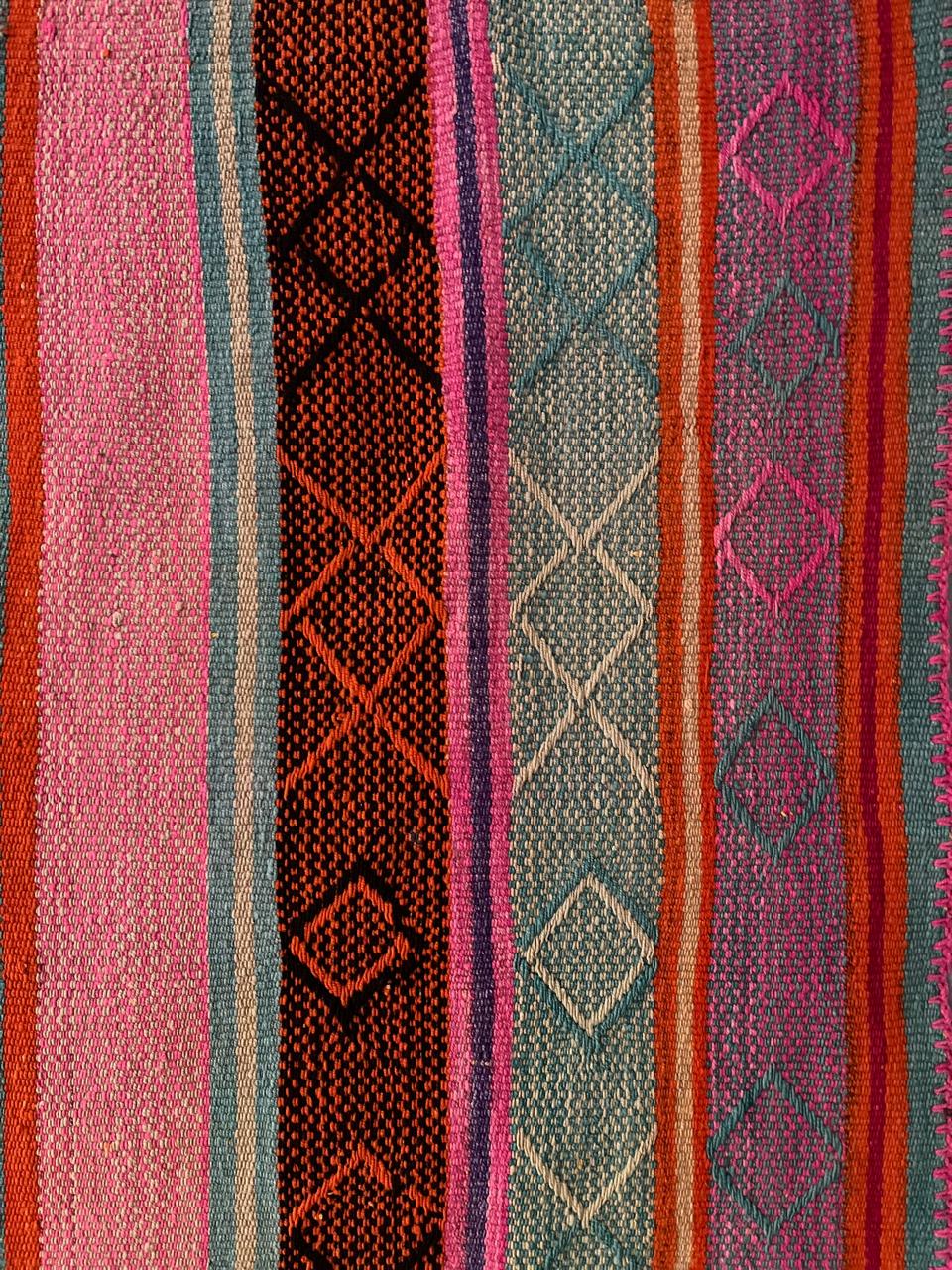 Hand-woven with love from sheep's wool in Peru, our collection of Alfombra Luisa  features unique pieces adorned with crocheted edges. We are honored to bring these beautiful textiles to Colombia and share their vibrant colors, intricate weaves, and Incan tradition with you. Each rug is one-of-a-kind and may have imperfections that add to its charm and character as a handcrafted piece of art. These versatile rugs add a touch of warmth and coziness to any living space and can be rotated for a fun.